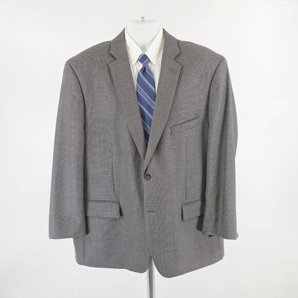 Pronto Uomo Platinum Black Gray Blue Check Tweed Wool Sport Coat 52R 2 Button - Picture 4 of 12
